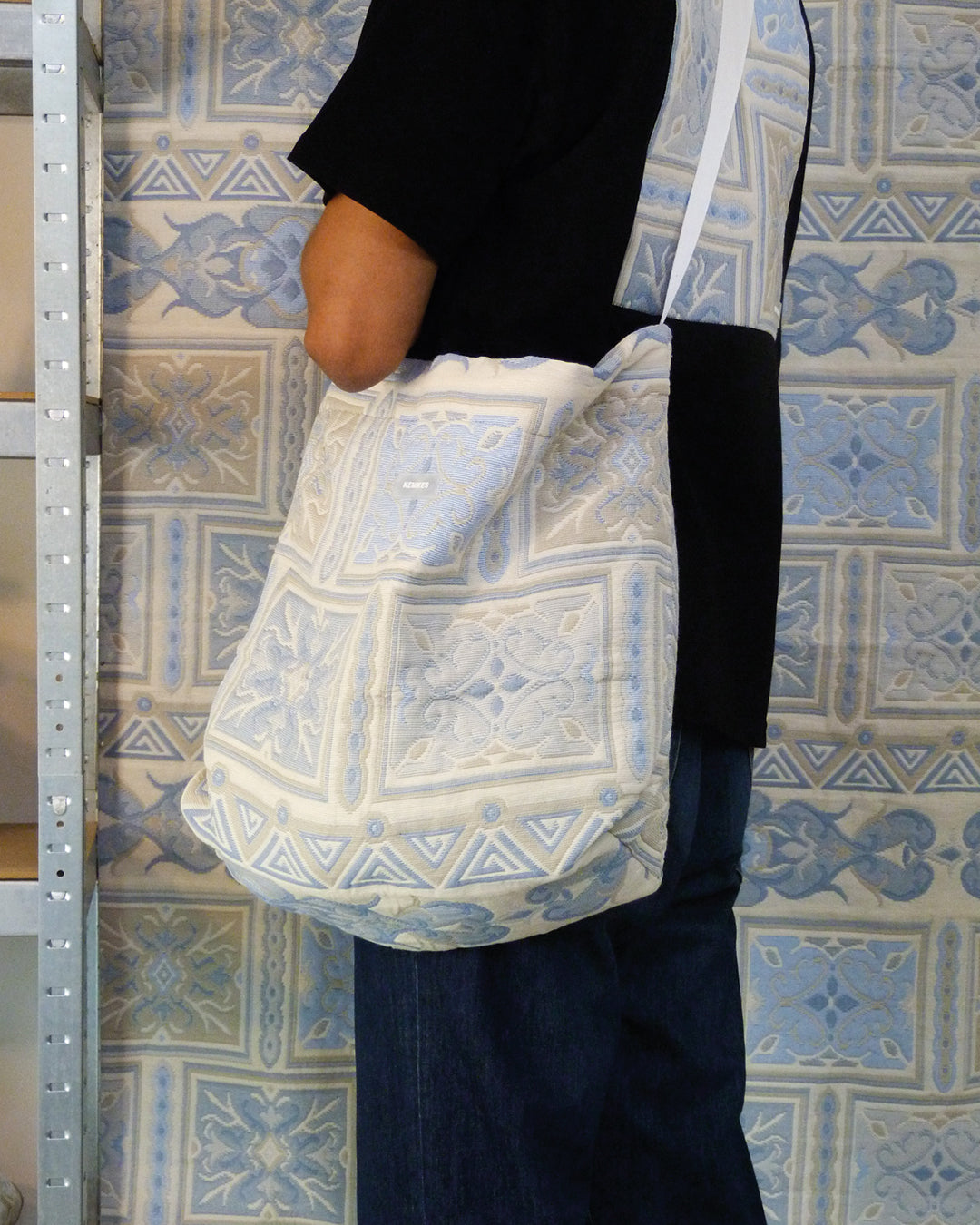Bag reversible jacquard blue