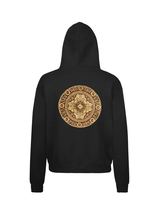 Hoodie round patch back - black