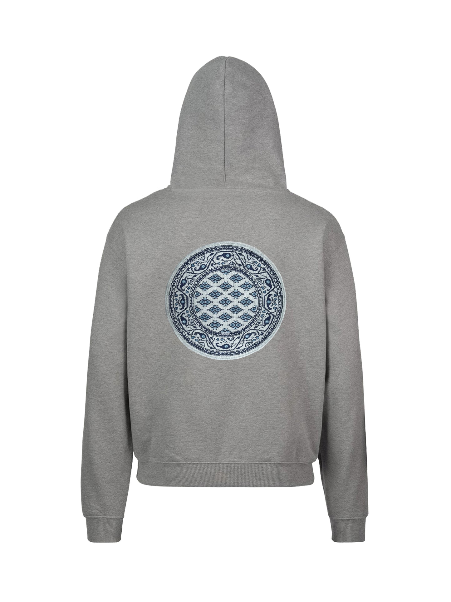 Hoodie round patch back - grey heather