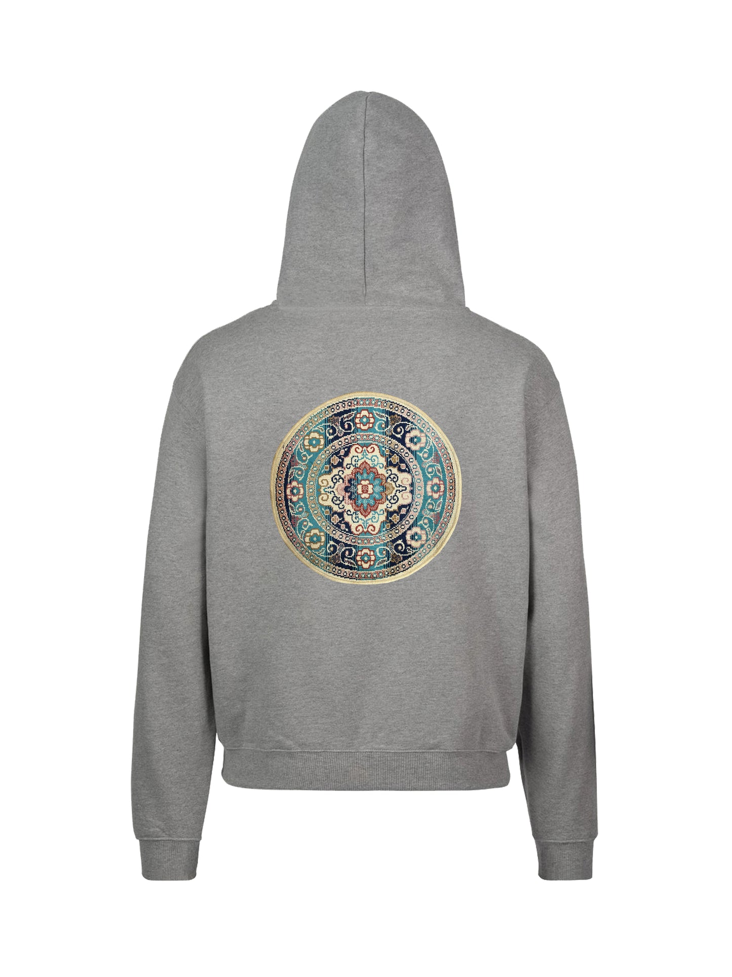 Hoodie round patch back - grey heather