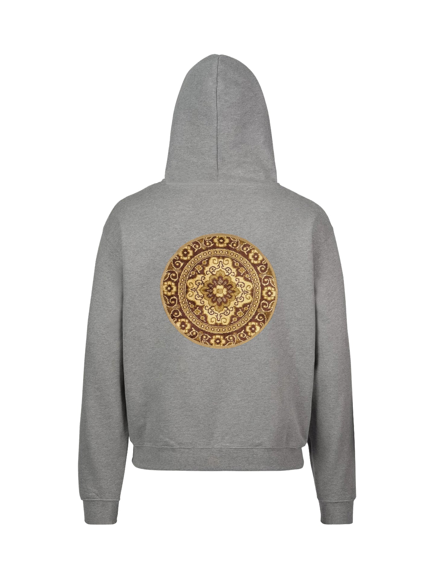 Hoodie round patch back - grey heather