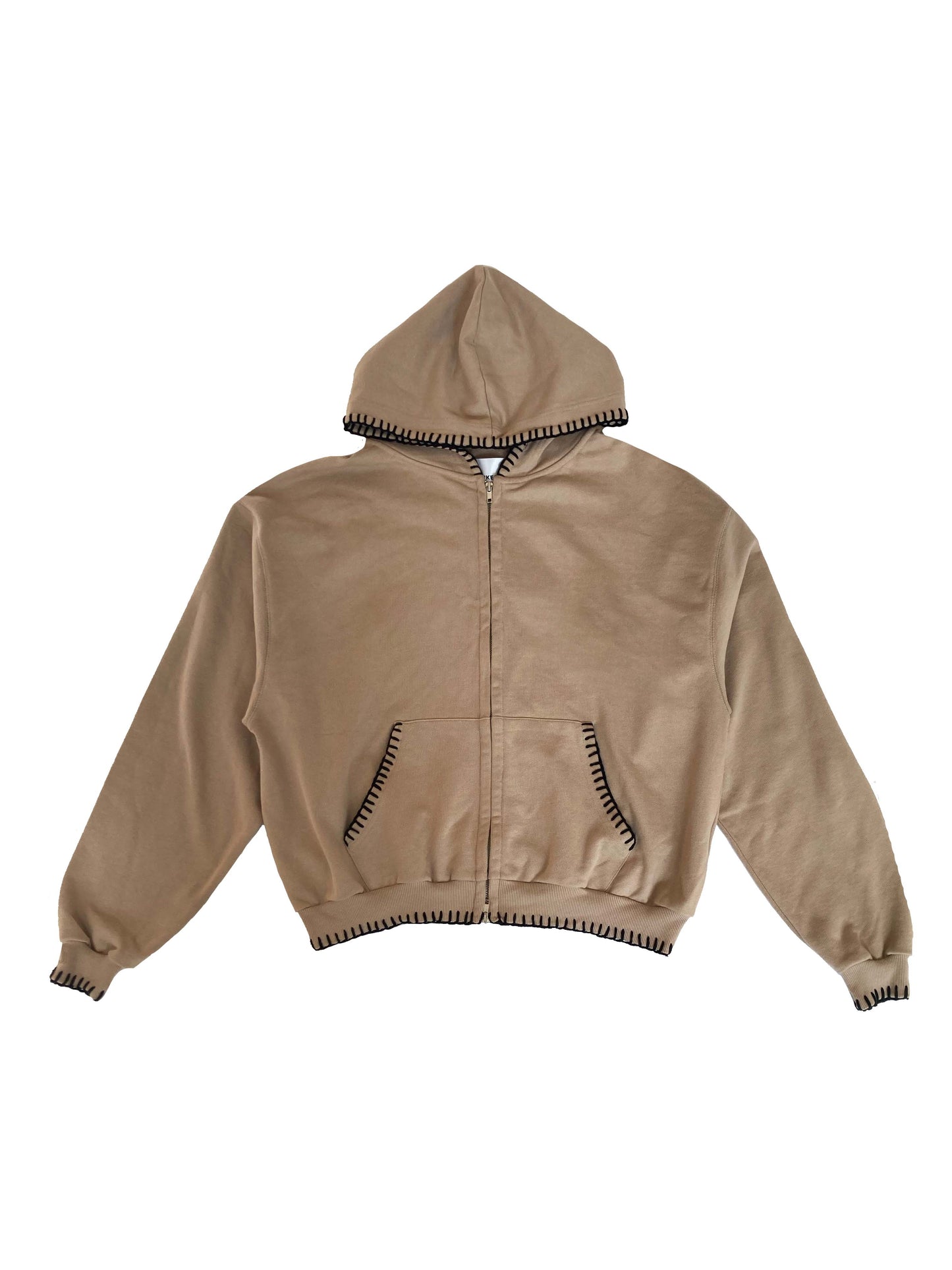 Zip hoodie chrochet almond