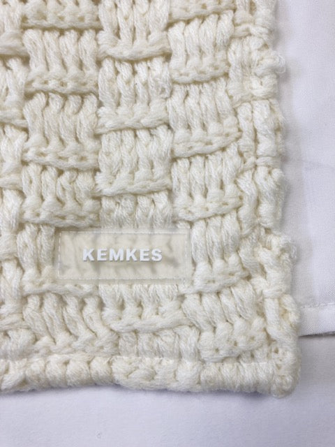 Beige patchwork knit scarf