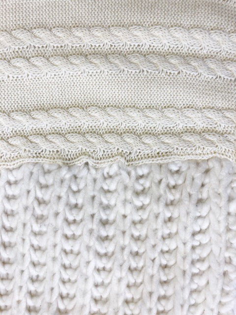 Beige patchwork knit scarf