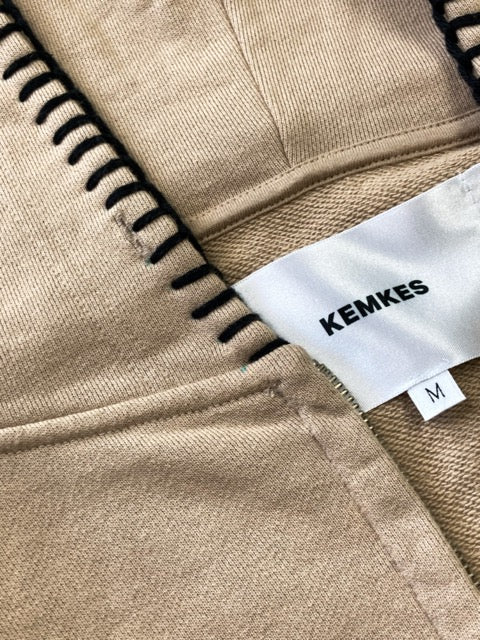 Zip hoodie chrochet almond