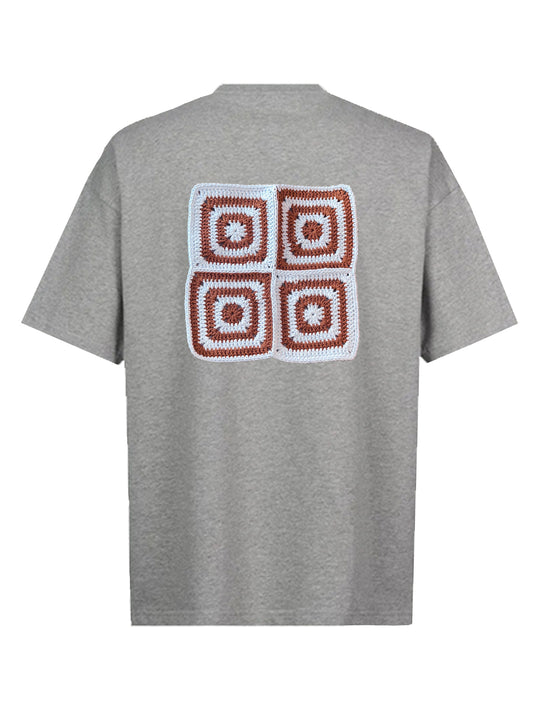 T-shirt crochet square back grey