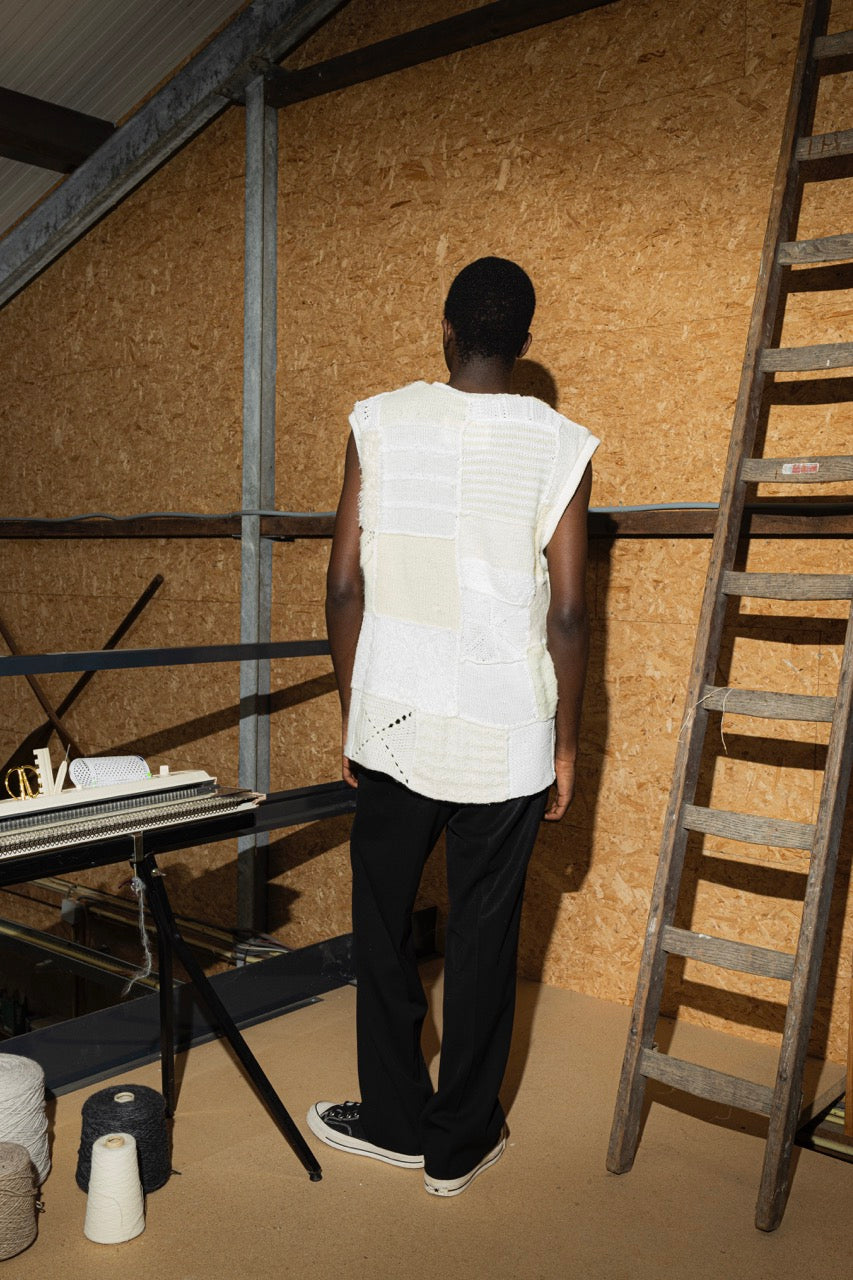 Spencer white patchwork knit