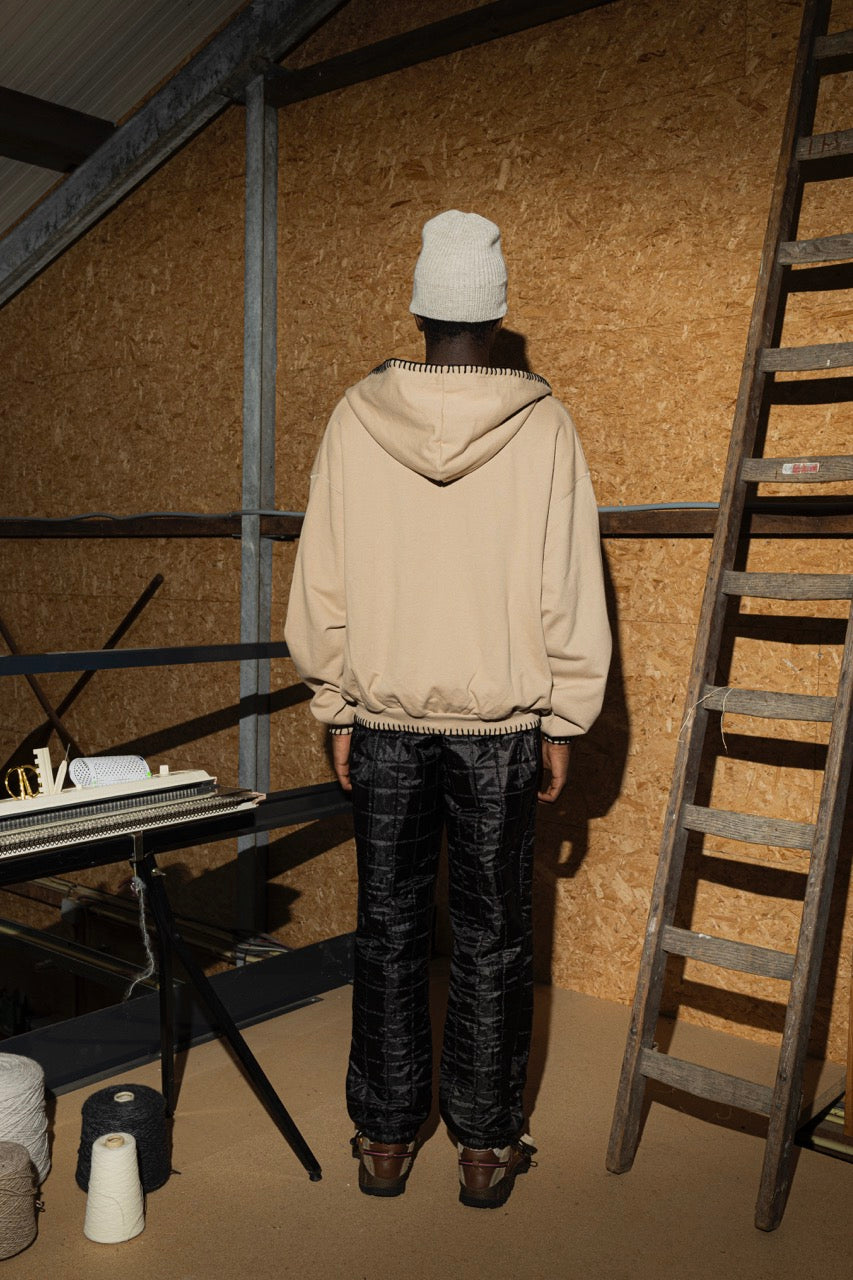 Zip hoodie chrochet almond