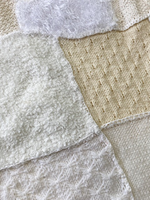 Patchwork knitted zip trough cardigan beige