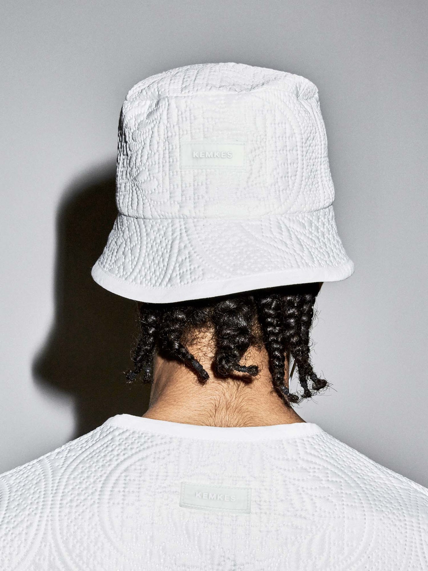 Bucket hat white technical quilt