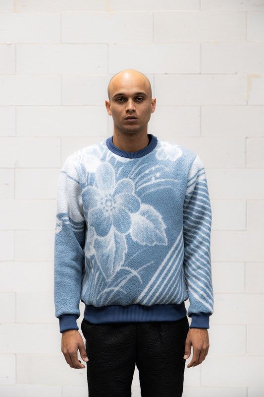 Crewneck fleece - blue pattern