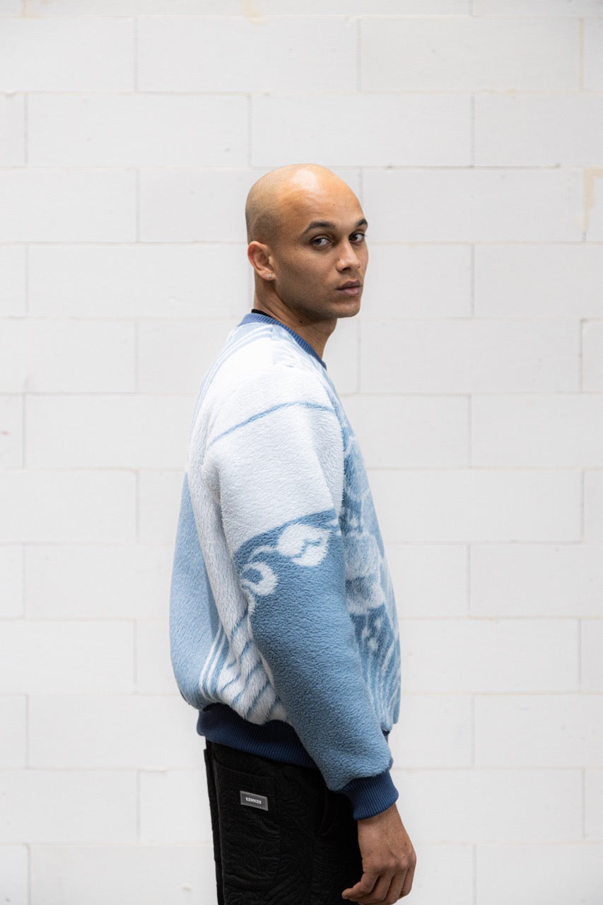 Crewneck fleece - blue pattern