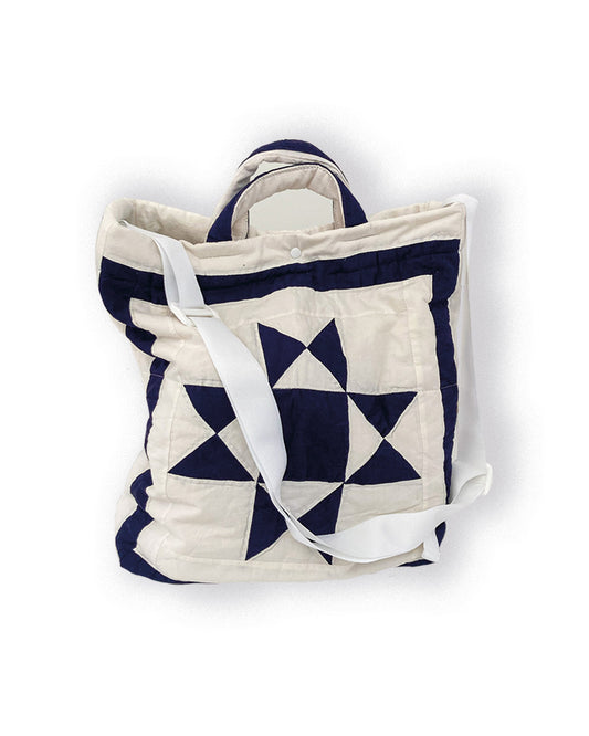 Bag graphic patchwork white & navy