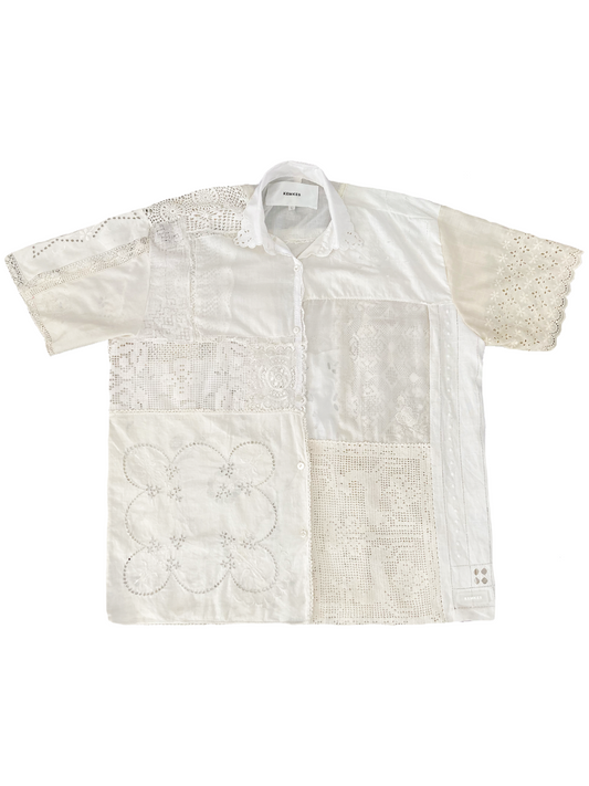 Shirt white patchwork L